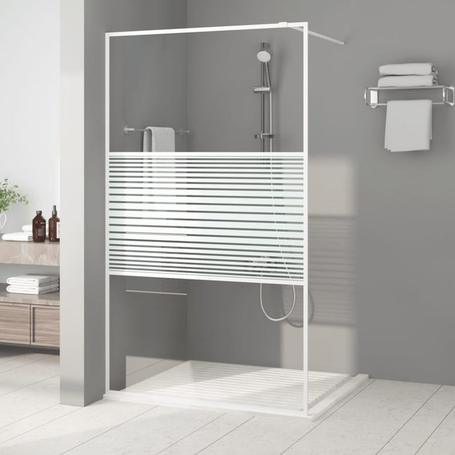 Inloopdouchewand 115x195 cm transparant ESG-glas wit 115 x 195 cm Wit Gestreept