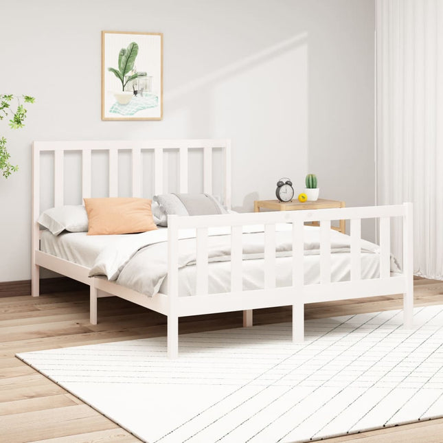 Bedframe Massief Grenenhout 160 x 200 cm Wit