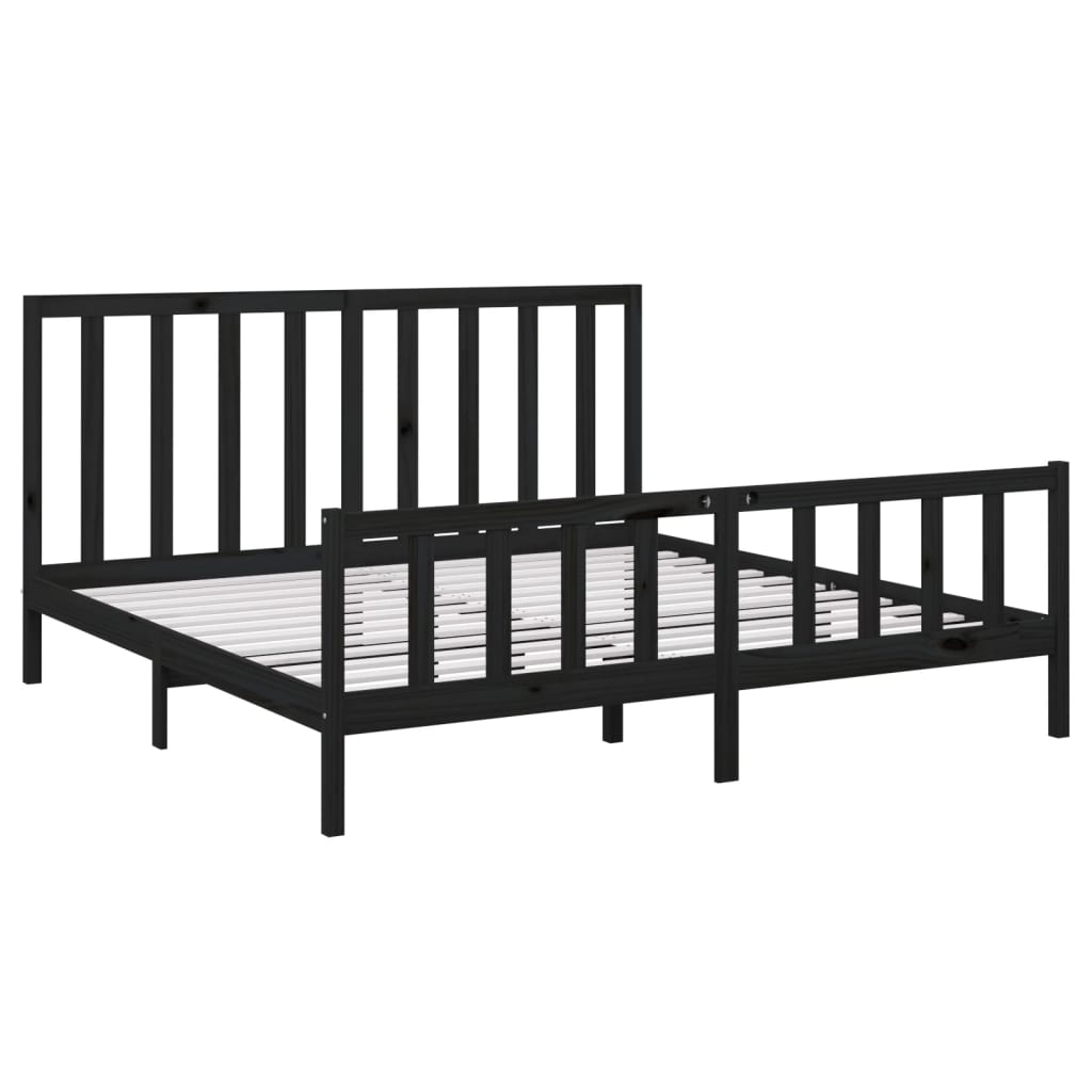 Bedframe massief grenenhout zwart 180x200 cm
