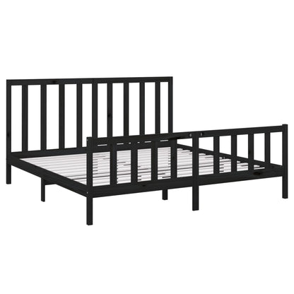 Bedframe massief grenenhout zwart 180x200 cm