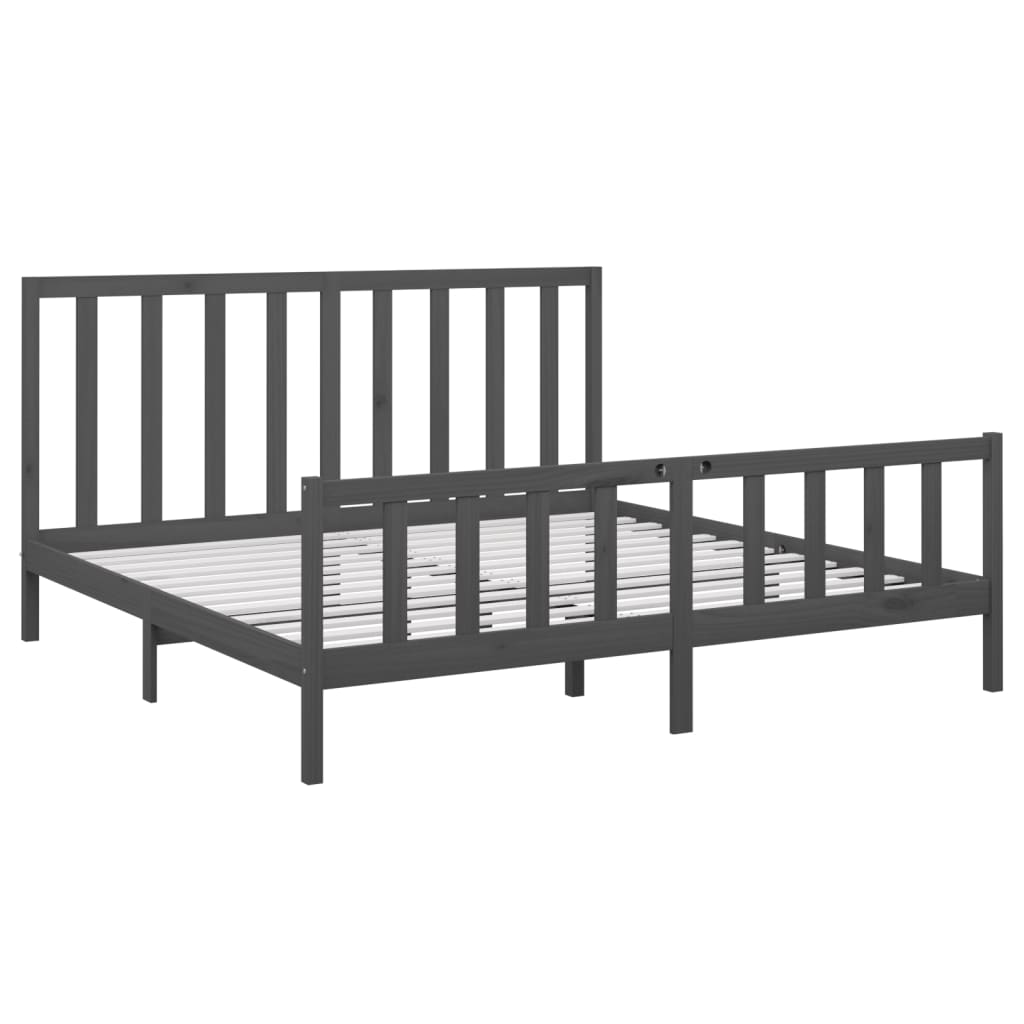 Bedframe Massief Grenenhout 200 x 200 cm Grijs