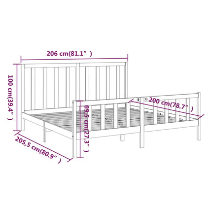 Bedframe Massief Grenenhout 200 x 200 cm Grijs
