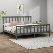 Bedframe massief grenenhout grijs 200x200 cm