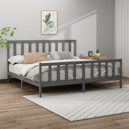 Bedframe Massief Grenenhout 200 x 200 cm Grijs