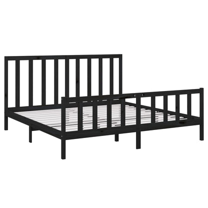 Bedframe Massief Grenenhout 200 x 200 cm Zwart