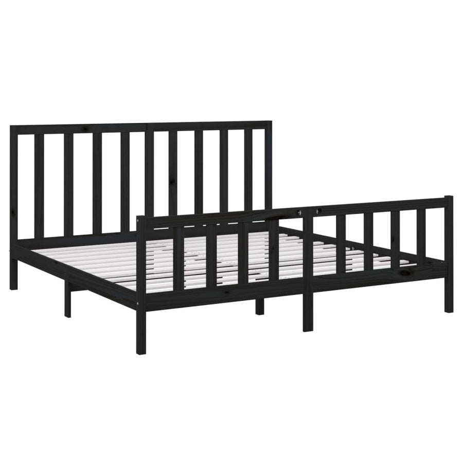 Bedframe Massief Grenenhout 200 x 200 cm Zwart