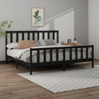 Solid pine bed frame black 200x200 cm