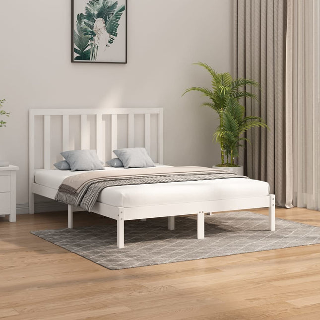 Bedframe Massief Hout 160 x 200 cm Wit