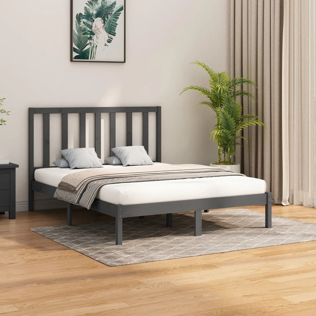 Bedframe Massief Hout 160 x 200 cm Grijs