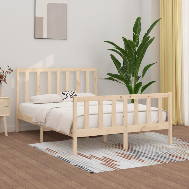 Bedframe Massief Hout 160 x 200 cm Naturel