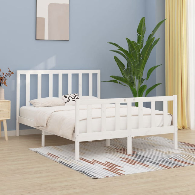 Bedframe Massief Hout 160 x 200 cm Wit