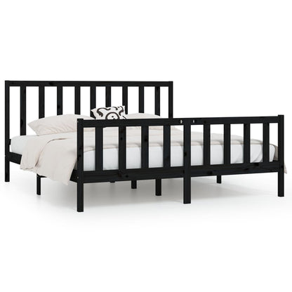 Bedframe Massief Hout 200 x 200 cm Zwart