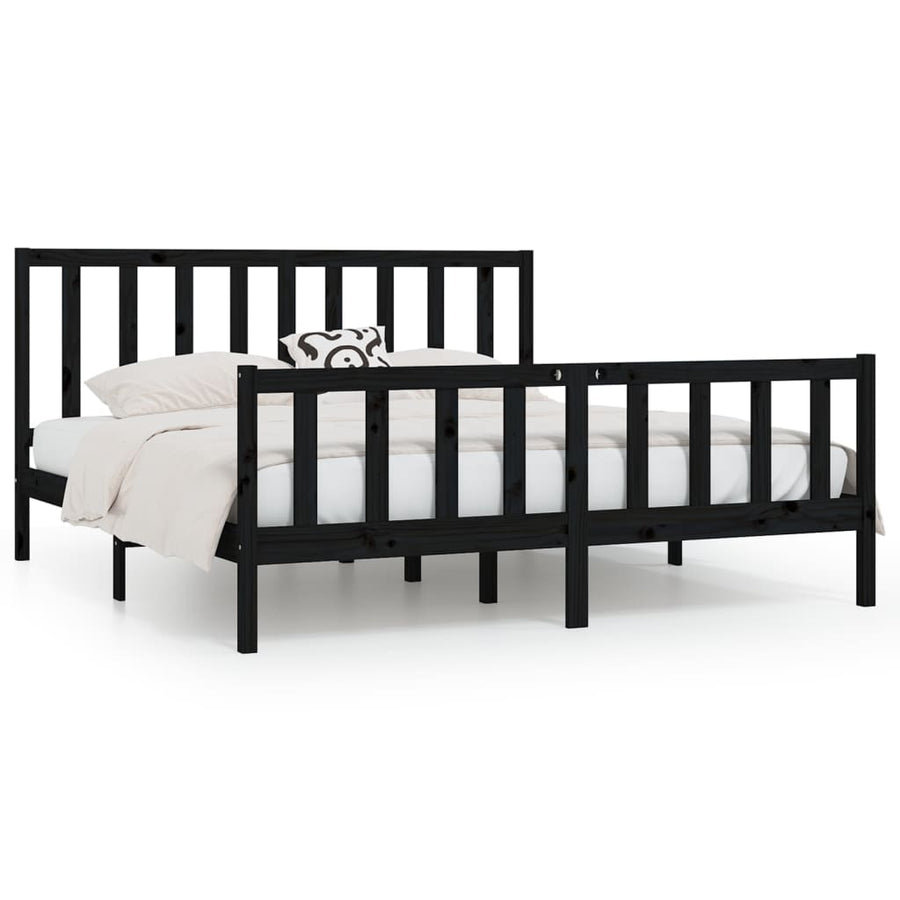 Bedframe Massief Hout 200 x 200 cm Zwart
