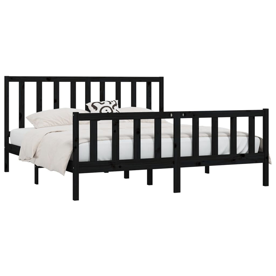 Bedframe Massief Hout 200 x 200 cm Zwart
