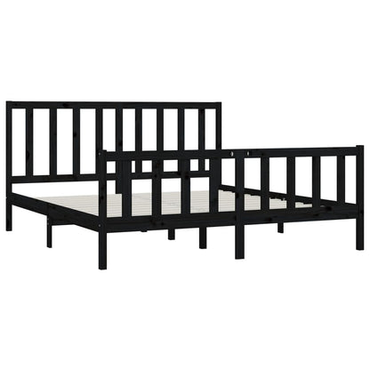 Bedframe Massief Hout 200 x 200 cm Zwart