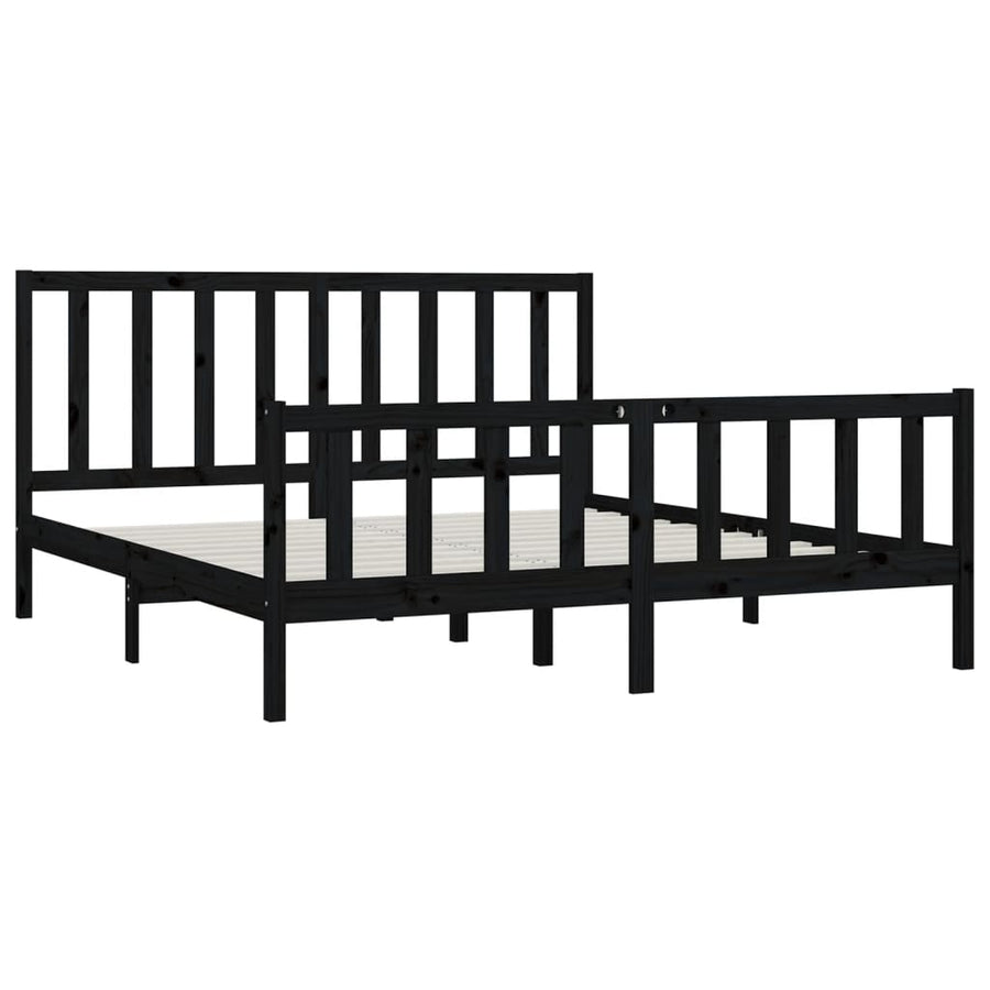 Bedframe Massief Hout 200 x 200 cm Zwart