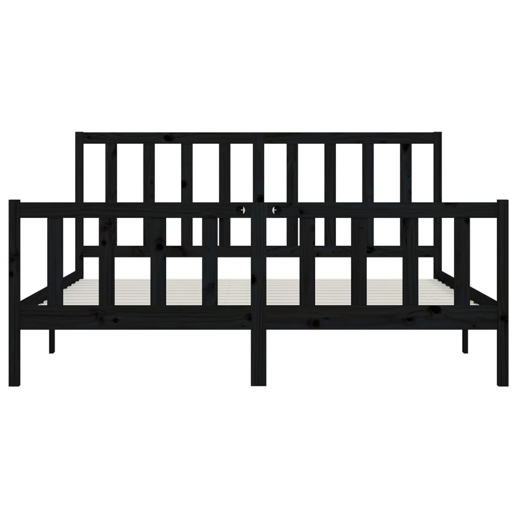 Bedframe Massief Hout 200 x 200 cm Zwart