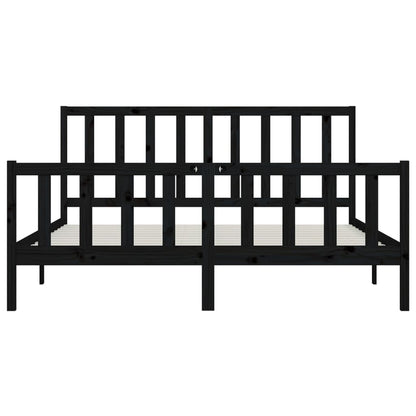 Bedframe Massief Hout 200 x 200 cm Zwart