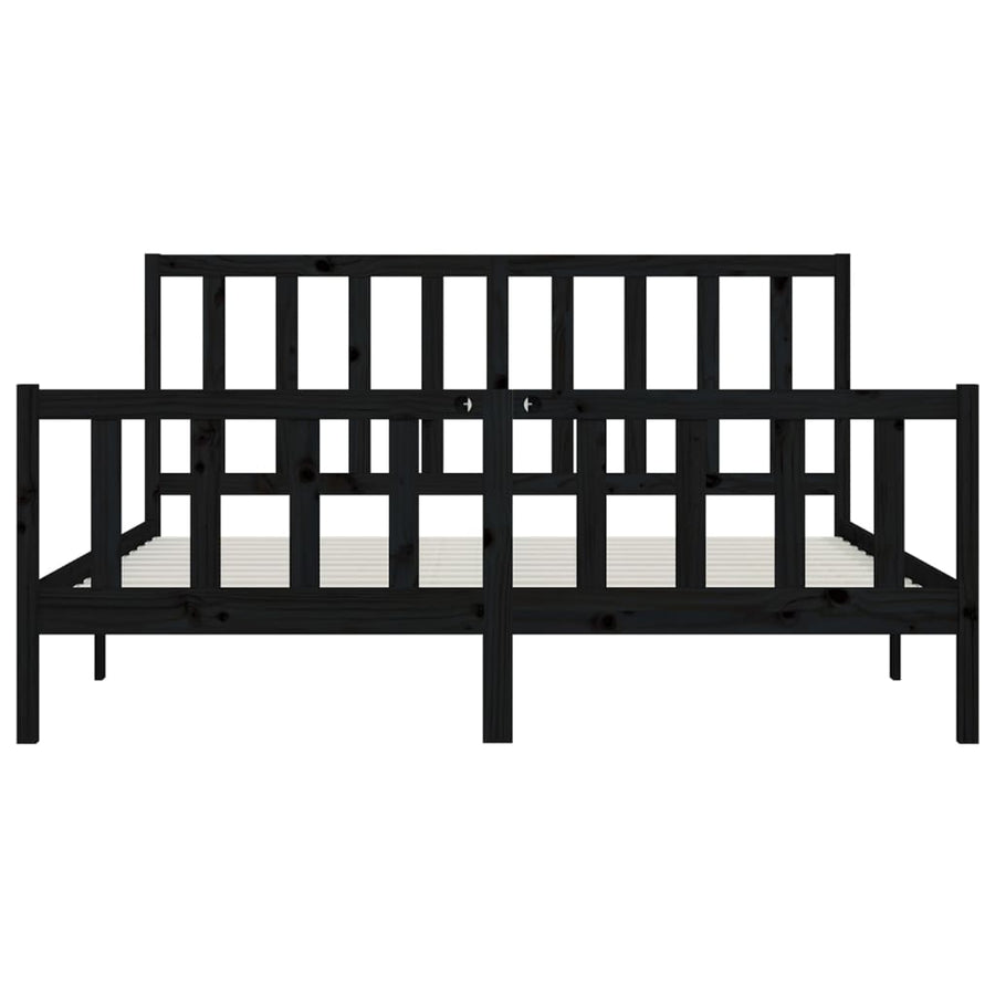 Bedframe Massief Hout 200 x 200 cm Zwart