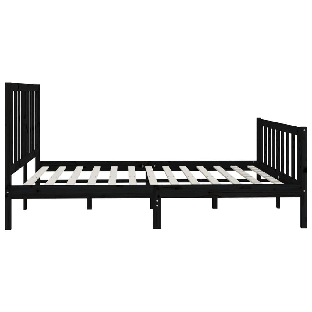 Bedframe Massief Hout 200 x 200 cm Zwart
