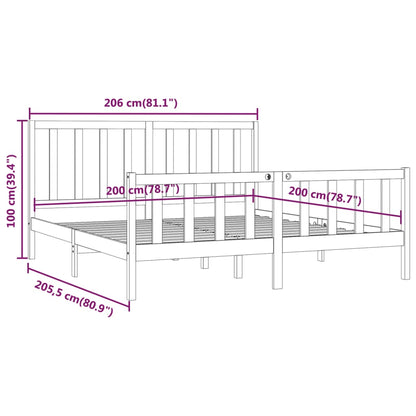 Bedframe Massief Hout 200 x 200 cm Zwart