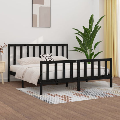 Bedframe Massief Hout 200 x 200 cm Zwart