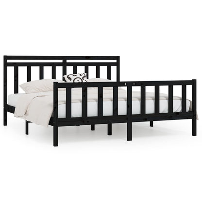 Bedframe Massief Grenenhout 200 x 200 cm Zwart