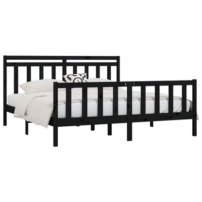 Bedframe Massief Grenenhout 200 x 200 cm Zwart