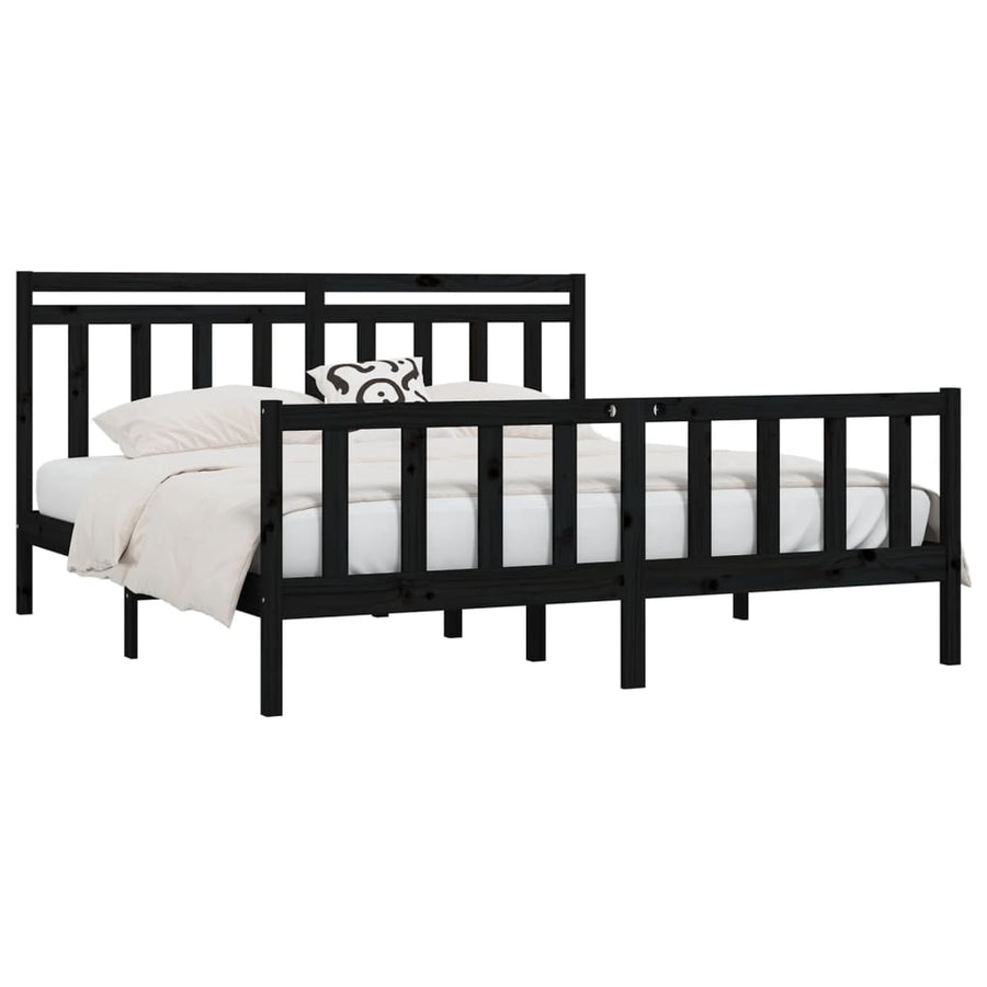 Bedframe Massief Grenenhout 200 x 200 cm Zwart
