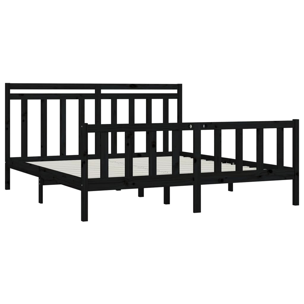 Bedframe Massief Grenenhout 200 x 200 cm Zwart