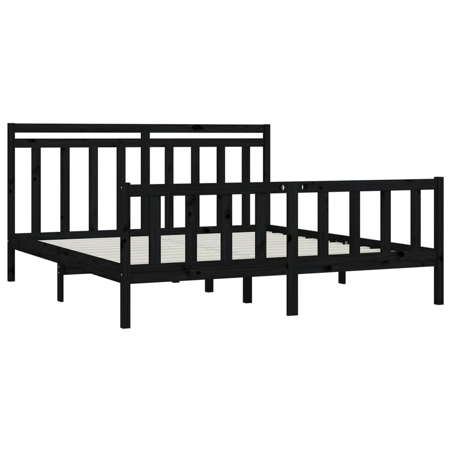 Bedframe Massief Grenenhout 200 x 200 cm Zwart