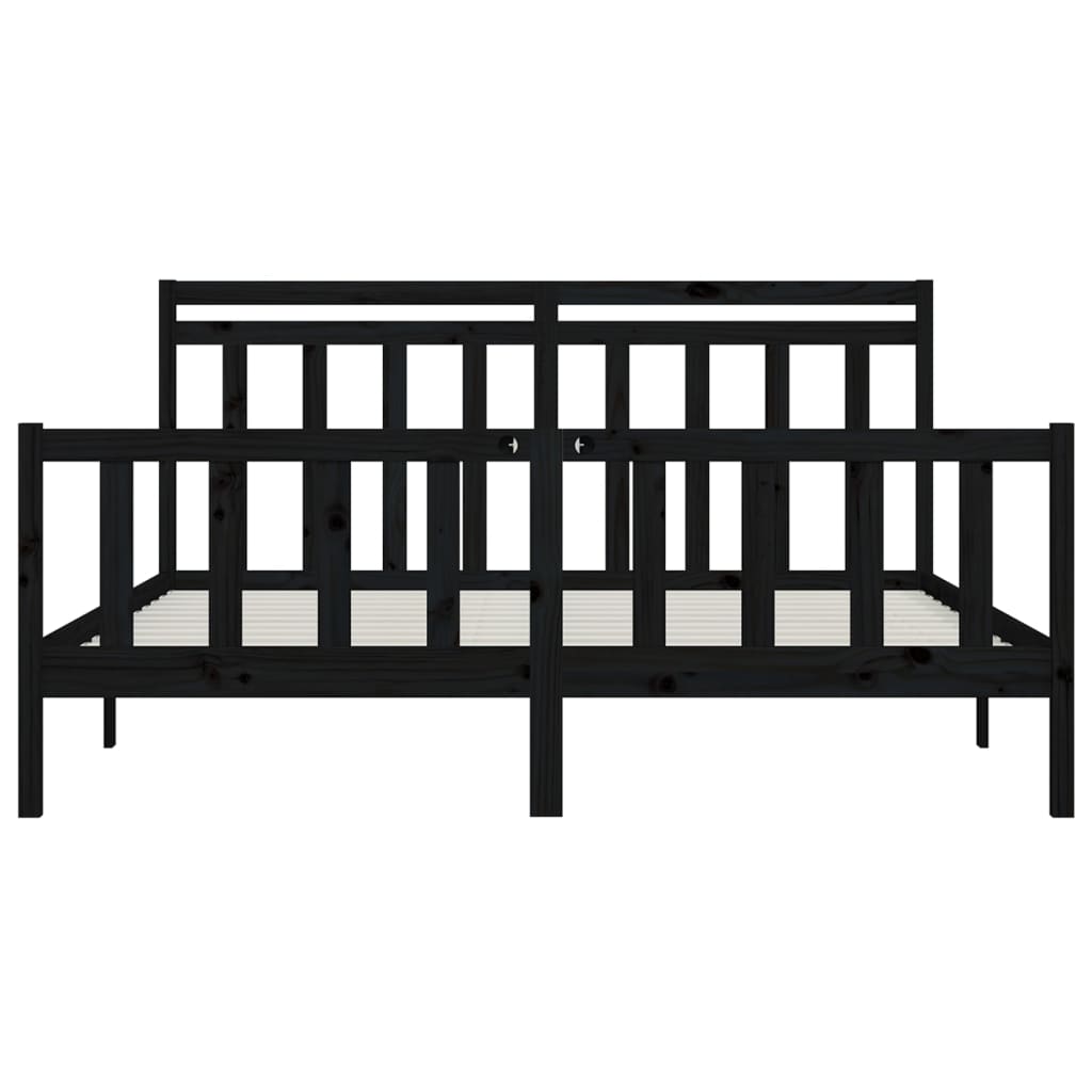 Bedframe Massief Grenenhout 200 x 200 cm Zwart
