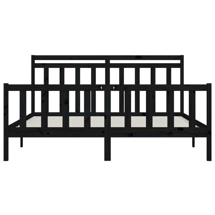 Bedframe Massief Grenenhout 200 x 200 cm Zwart