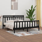 Solid pine bed frame black 200x200 cm