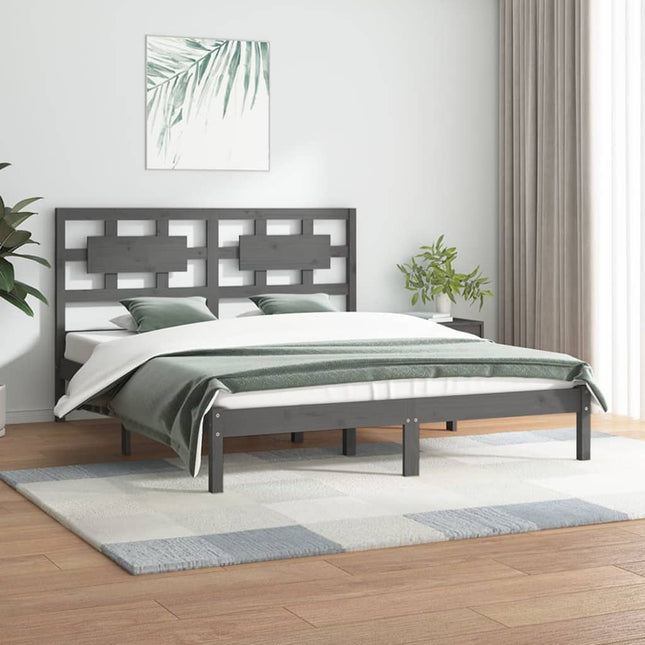 Bedframe Massief Grenenhout 160 x 200 cm Grijs