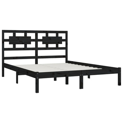 Bedframe Massief Grenenhout 200 x 200 cm Zwart