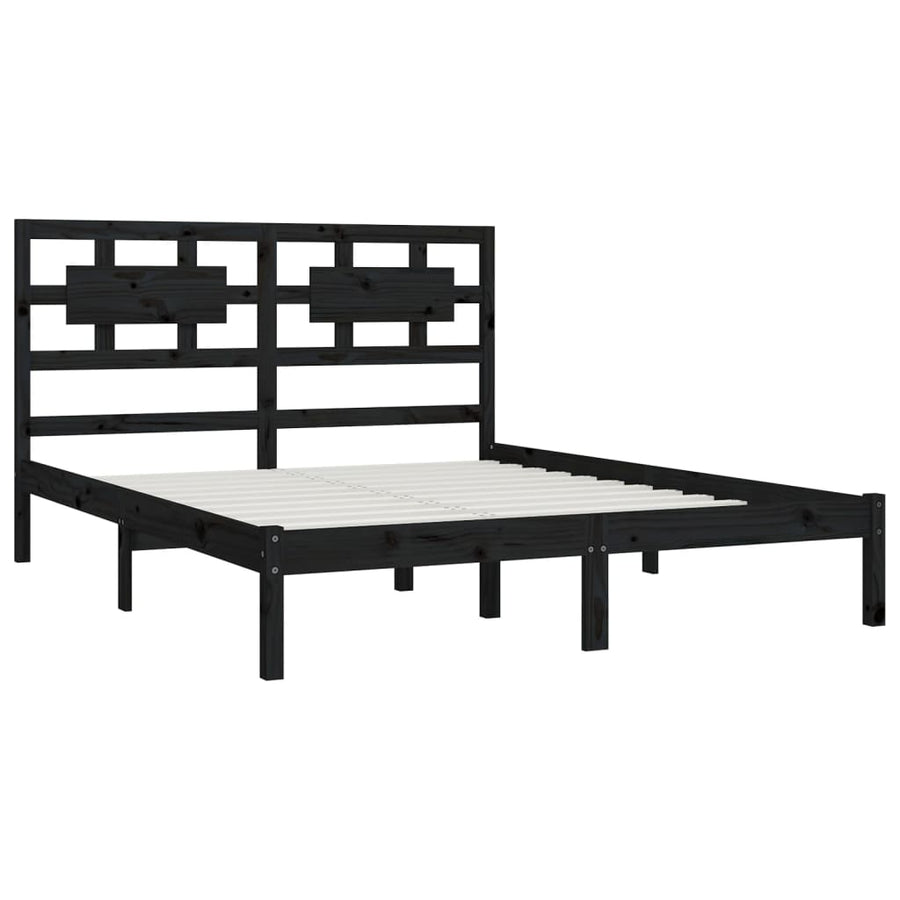 Bedframe Massief Grenenhout 200 x 200 cm Zwart