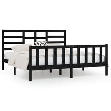 Bedframe Massief Grenenhout 200 x 200 cm Zwart