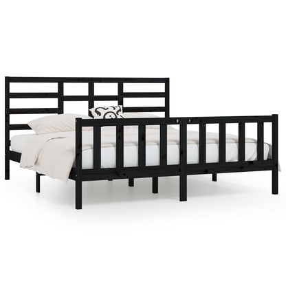 Bedframe Massief Grenenhout 200 x 200 cm Zwart