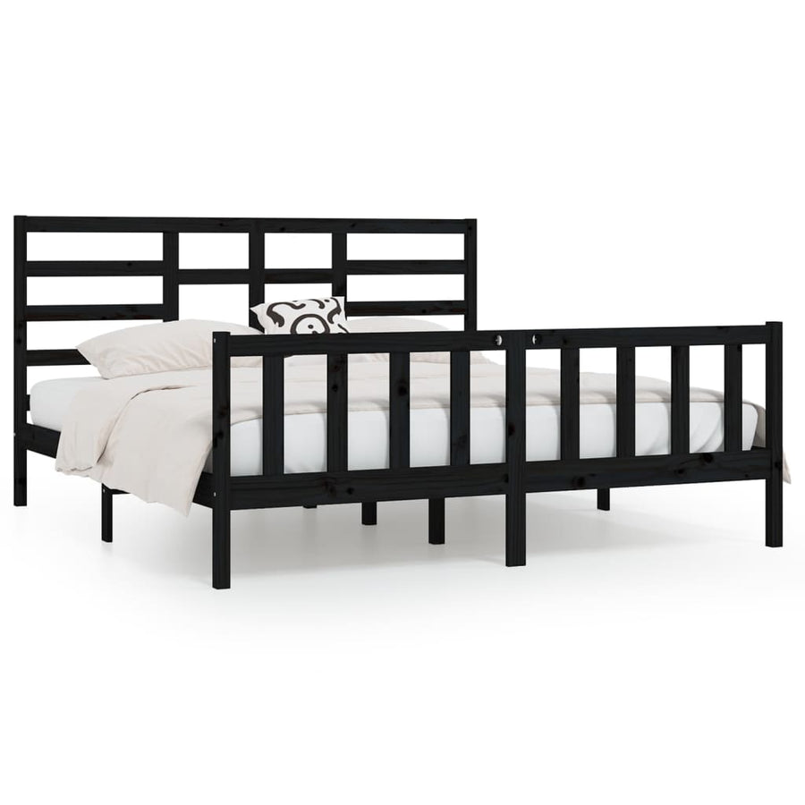 Bedframe Massief Grenenhout 200 x 200 cm Zwart