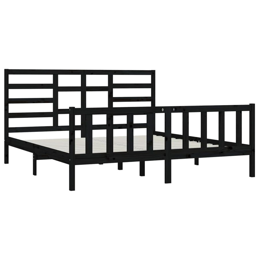 Bedframe Massief Grenenhout 200 x 200 cm Zwart
