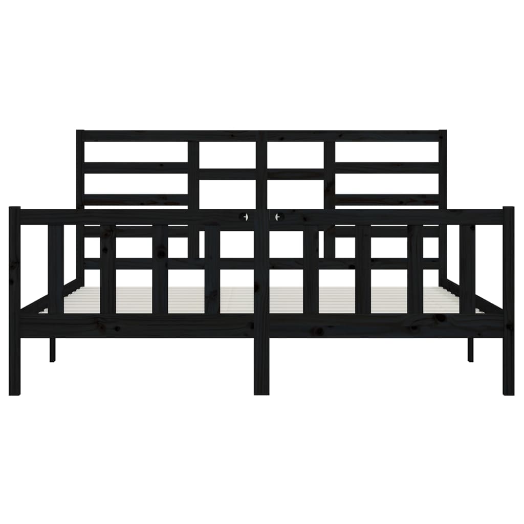 Bedframe Massief Grenenhout 200 x 200 cm Zwart