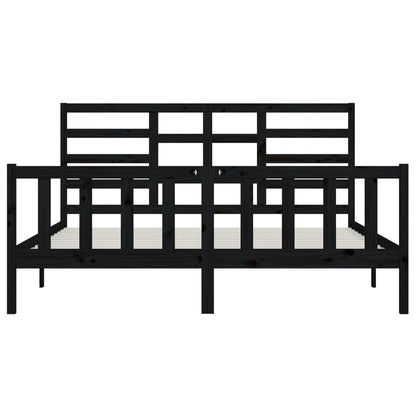 Bedframe Massief Grenenhout 200 x 200 cm Zwart