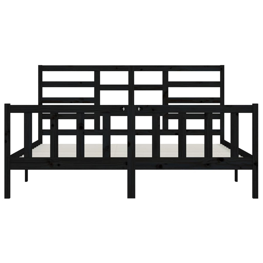 Bedframe Massief Grenenhout 200 x 200 cm Zwart