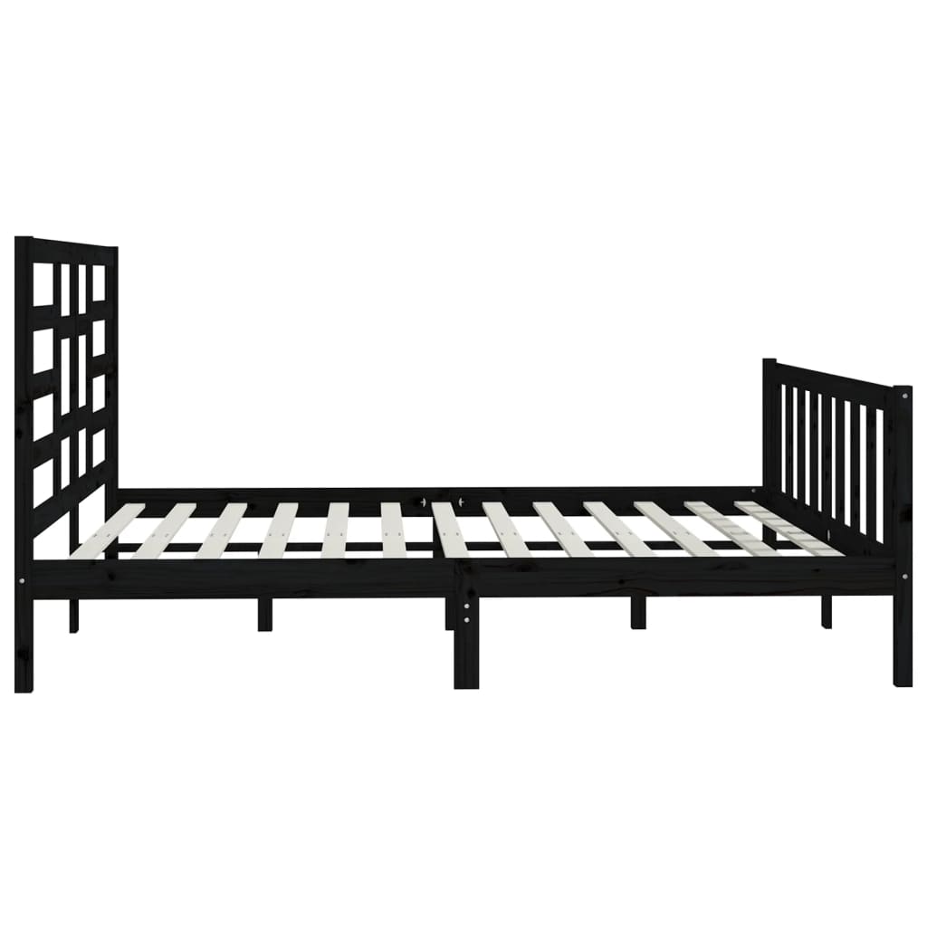 Bedframe Massief Grenenhout 200 x 200 cm Zwart