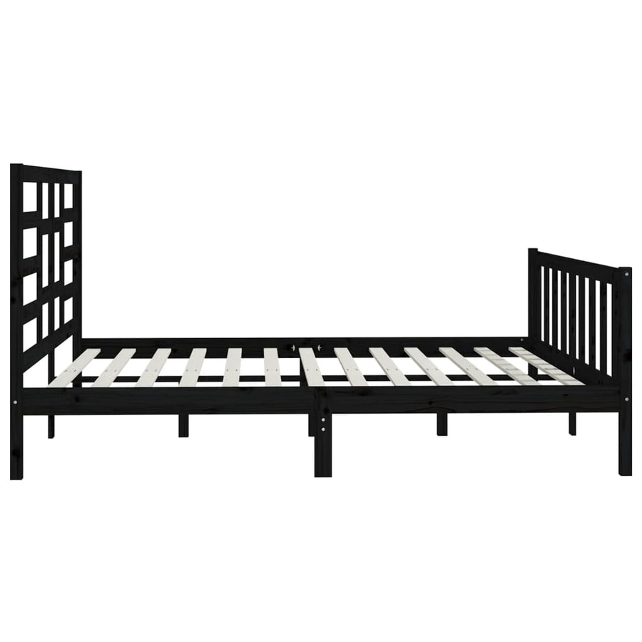 Bedframe Massief Grenenhout 200 x 200 cm Zwart