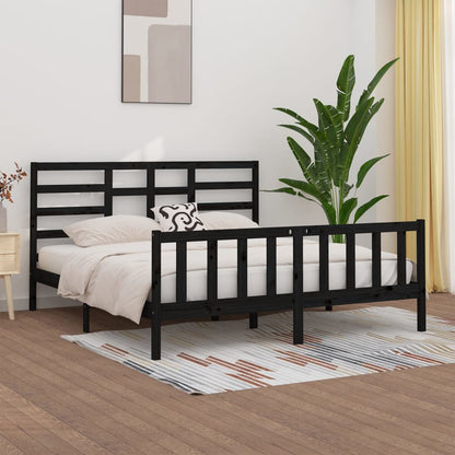 Bedframe Massief Grenenhout 200 x 200 cm Zwart