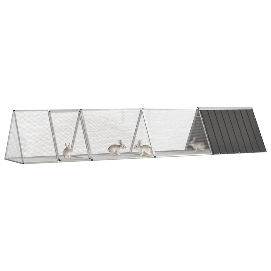 Konijnenhok 403,5x80,5x71 cm gegalvaniseerd staal antraciet