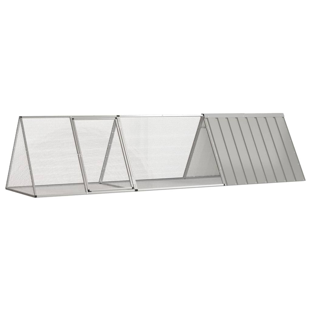 Konijnenhok 302,5x80,5x71 cm gegalvaniseerd staal grijs