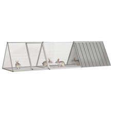 Konijnenhok 302,5x80,5x71 cm gegalvaniseerd staal grijs